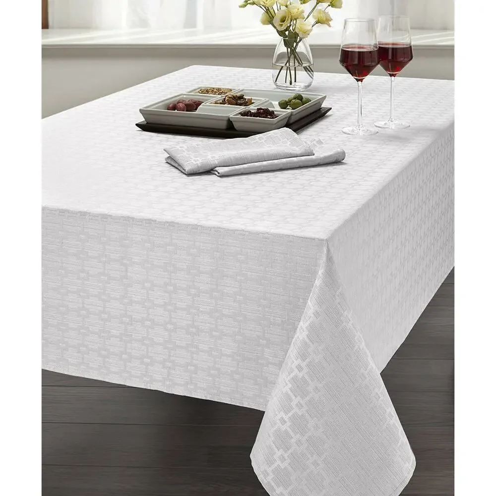Chandler Collection Spill Proof‎ Microfiber Tablecloth, Rectangle White, 52”x70